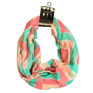 Grand Women's Green & Coral Fashion Infinity Scarf / One Size
